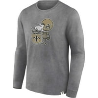 Muške fanatike marke Heather Carkoal New Orleans Saints oprao je primarna majica s dugim rukavima