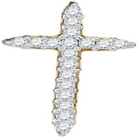 10KT Žuto zlato Žene okrugli dijamantski poprečni religiozni privjesak CTTW