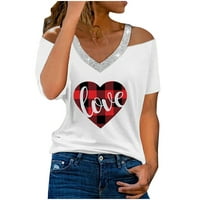 Patlollav Clearence ženska ležerna seksi modna ljetna majica V-izrez Ispis bluza s kratkim rukavima