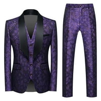 Odijelo moderno uklapaju muške pune boje modne casual jacquard party odijelo jakne prsluče tri seta