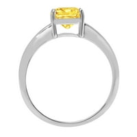 2. CT sjajan jastuk simulirani žuti dijamant 14k bijeli zlatni pasijans prsten sz 10.5