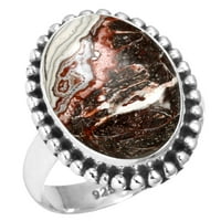 Sterling srebrne žene nakit prirodni ludi čipkasti agatski prsten