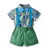 Leesechin Toddler Boys Odjeća za uklanjanje dječaka Kratki rukav Top & Strap kratke hlače Odjeća za