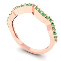 0. CT sjajan okrugli rez simulirani zeleni dijamant 14k ružičasto zlato Spacable Band SZ 4