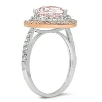 2.5ct kruška ružičasti simulirani dijamant 18k bijeli ružin Gold Gold Angažovanje halo prstena veličine