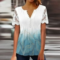 Giligiliso Women V-izrez cvjetne tiskane majice čipke udobne ženske bluze vrhovi