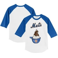 Dojenčad Tiny Turpap White Royal New York Mets Sundae Helmet Raglan 3 majica sa 4 rukava