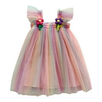 Djevojke toddlera Haljine FLYLE rufne cvjetni kravata DIED Tulle ruffles Princess haljina plesnih haljina
