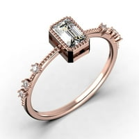 1. Carat smaragdni rez dijamantski moissanite tanki zaručni prsten, tanak vjenčani prsten u srebru s
