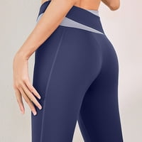 Symoid ženske joge Capri gamaše - atletski radovi joga visoki struk na carinjenje plave obrezive hlače