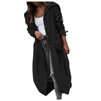 Plus veličina Ženska ležerna kaluti dugih rukava u kaputima u džepu Džepni kaput dugi jakni od vunene