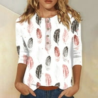 Qwertyu Ženske bluze Elegantne ležerne majice za perje za žene za žene Ljetni lakat dužine rukava prema
