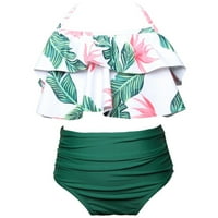 Ljetne djevojke Tankini Hawaiian tiskani bikini ruffles Edge kupaći odjeću na plaži Sport kupaći odijelo