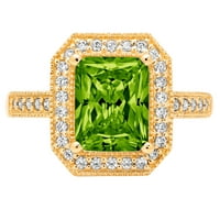 2.9ct smaragdni rez zeleni prirodni peridot 14K žuti zlatni angažman halo prstena veličine 5,25