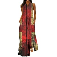 Yuwull Woman 4. jula Ljetne haljine Dan neovisnosti Maxi haljina Ženska modna rukava Print V-izrez Dame