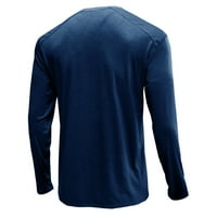 Muške košulje na klirensu ispod $ MAN LONG-rukav bify mišić Basic Solid čista boja bluza TEE TOP Blue