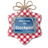 Ornament tiskani jedan pogodan znak Dobrodošli u Stockport Božić Neonblond