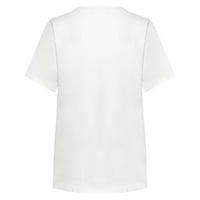 Majice za ženske djevojke O-izrez Pulover bluza Ispis kratkih majica rukav vrhovi ženske ženske bluze, bijele s