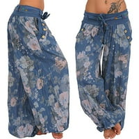 Kali_store radne pantalone za žene Ženske ležerne elastične strugove za vuču ravne pamučne pantalone