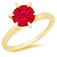 3CT okrugli rez crveni simulirani rubin 14K žuti zlatni godišnjički angažman prsten veličine 3,75