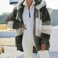 Zimskog ležernog kaputa za žene s kapuljačom blok za patchwork kaput za večeru