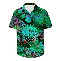 Zeleni vrhovi za muškarce Muškarci Modni casual gumbi Havaii Ispis Otkažiranje kratkih rukava bluza
