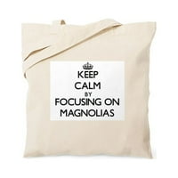 Cafepress - Budite mirni fokusiranjem na magnolias tote torbu - prirodna platna torba, torba za trbuhe