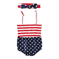 Djevojke za bebe BodySuits Američka nezavisnost Dan zastave Ženska remena cijev Vrhund bez leđa s istim