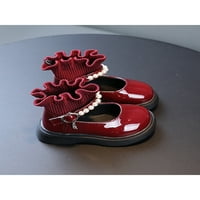 WAZSHOP Girl Mary Jane Princess Stanovi mekani potplat patentne kožne cipele lagane čarobne trake Loafers Kids plesne cipele Udobne vino crveno 3C