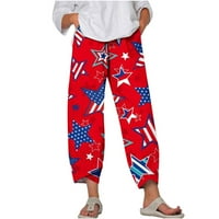 GAECUW posteljine za žene Ljetne široke nogu hlače duge hlače Lounge pantalone Duks Ležerne prilike Ležerne bagerijske pantalone Hlače sa džepovima Stars Striped Pants Odjeća za neovisnost