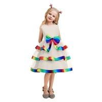 Dječje princeze haljine Ljetne ruffles Bowknot Pageant Rođendan Rainbow Gown Party cvjetna plaža casual