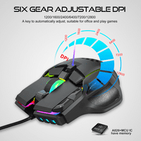 Attoe New Gaming Gaming Mouse Podesivi mehanički miše Cool RGB Žičani igrački miš RGB Spectrum Backlight