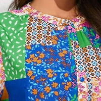 Košulje za žene Jednostavan kvadratni dizajn cvjetni uzorak patchwork ispisa labav šifon dugih rukava modni hipster lohas vremenske majice