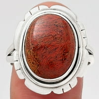 Prirodna crvena mahovina agate sterling srebrni prsten S.8. Nakit SDR137625