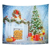 Bijeli dodaci Interijer soba Kamin i božićno drvce Lijepo zidna umjetnost Viseća tapiserija Kućni dekor za dnevnu sobu spavaća soba spavaonica
