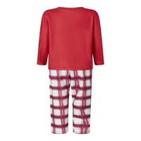 Allshope Porodica koja odgovara Božićne pidžame, glava jelena Ispis dugih rukava + plaženi uzorak pantalone za spavanje odjeća za spavanje