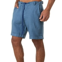 Guvpev muški sportski pojas džep pamuk posteljina casual labav kratke hlače Ležerne prilike za trčanje - plavi xxxl