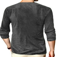Tenmi muns majica s dugim rukavima bluza V izrez T košulje Redovni fit pulover Rad Basic Tee Tamno Sivi XL