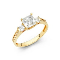 Jewels 14k žuta zlatna princeza CUT kvadratni kubični cirkonijski cirkonij CZ zaručnički prsten w Princess