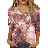 Ženska casual moda Print V izrez Tromješna majica Tromjesečna rukava