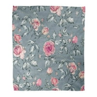 Bacanje pokrivača toplo ugodno print flanel šarene ruže ruže na plavoj boji ružičastog apstraktnog udobnog mekanog za krevet i kauč