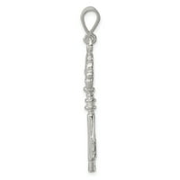 Carat u Karatsu Sterling Silver Polirani završni sloj Teksturirani šarm Privjesak sa sterlijskim srebrnim užad ogrlicu 20 ''