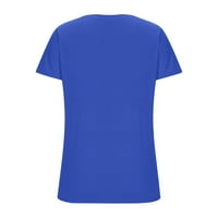 TKLpehg Ženska Ljetna odjeća Dame vrhovi kratkih rukava T majice Elegantne majice V-izrez Casual Relapoženi fit solidne boje Bluze Plave