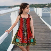 Haljine za mališane za tinejdžerske djevojke Trendi tradicionalni stil Suspenderi bez rukava Ankara