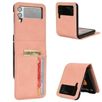 Elepower za Galaxy Z Flip 6,7 , lagana premium PU kožna futrola sa prorezom sa karticom otporna na udarcu za zli Flip dame žene, ružičaste