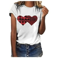 T majice za žene plus veličine Valentines Dan majica Ljubav Heart Print Top kratkih rukava Crta kratkih