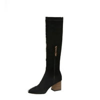 Čizme za žene New Square Toe debela peta Boja koja odgovara britanskim stilu ženske čizme Modne čizme High Boots