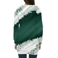 APEPAL ženska jesenska zimska zimska zipca hoodie dugih rukava pulover Sportske vještine Ležerne prilike ispisane brušene vrhove sa džepovima tamno zelena 2xl