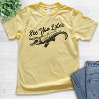 Djeca Vidimo se kasnije aligatorske košulje, omladinska majica Dječja djevojka, smiješna majica, Gator majica, močvarna majica, žuta, X-mala