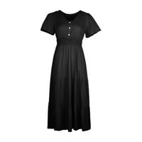 Ljetna modna ženska duga suknja, minimalistička haljina s kratkim rukavima